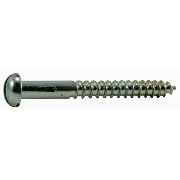 Midwest Fastener Wood Screw, #4, 1 in, Zinc Plated Steel Round Head Slotted Drive, 72 PK 62068 - main